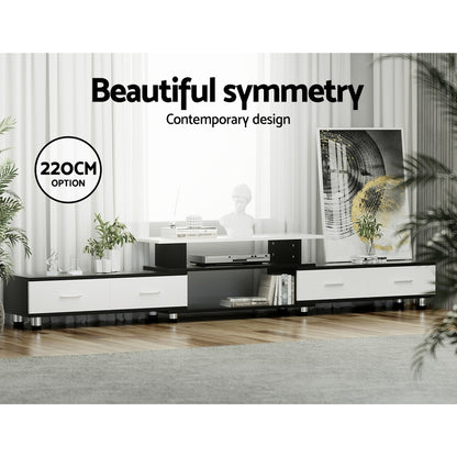 Artiss TV Cabinet Entertainment Unit Extendable 160CM To 220CM FURNI-O-TV-220-WHBK-AB