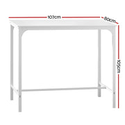 Artiss Bar Table Dining Desk High Kitchen Shelf Metal Legs Cafe Pub White FURNI-P-BAR-TAB-01-WH
