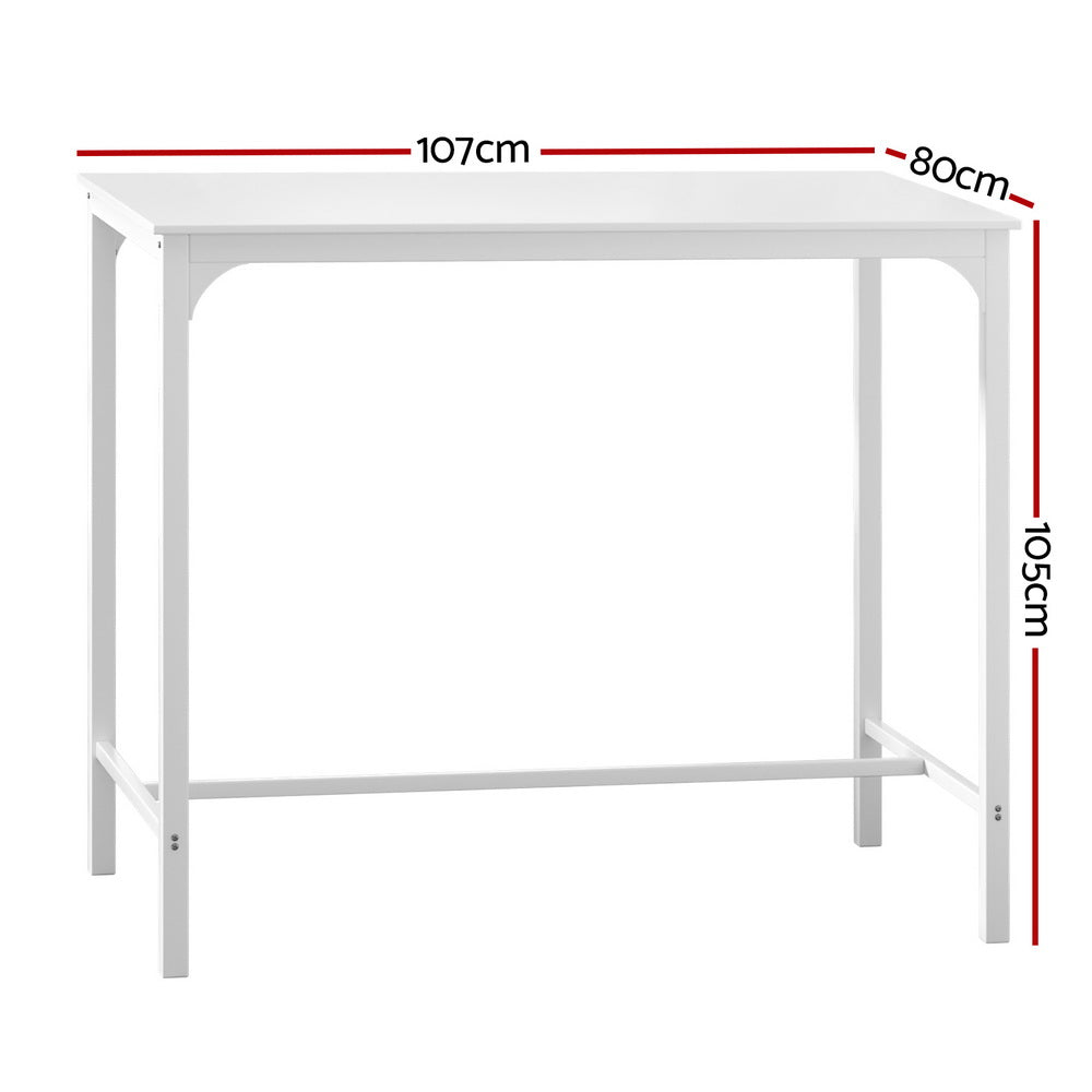 Artiss Bar Table Dining Desk High Kitchen Shelf Metal Legs Cafe Pub White FURNI-P-BAR-TAB-01-WH