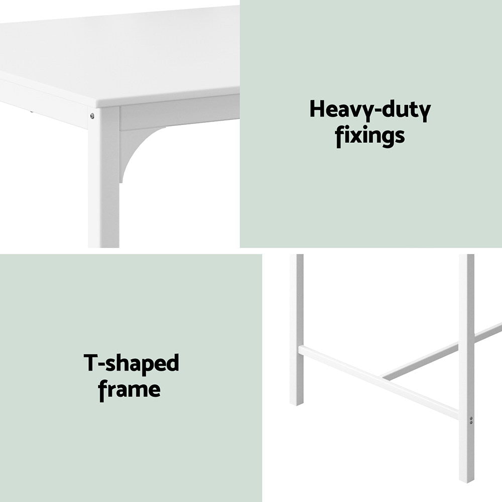 Artiss Bar Table Dining Desk High Kitchen Shelf Metal Legs Cafe Pub White FURNI-P-BAR-TAB-01-WH