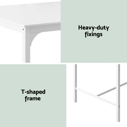 Artiss Bar Table Dining Desk High Kitchen Shelf Metal Legs Cafe Pub White FURNI-P-BAR-TAB-01-WH