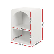 Artiss Bedside Table Shelves Side End Table Storage Nightstand White ARCHED FURNI-P-BS-01-WH
