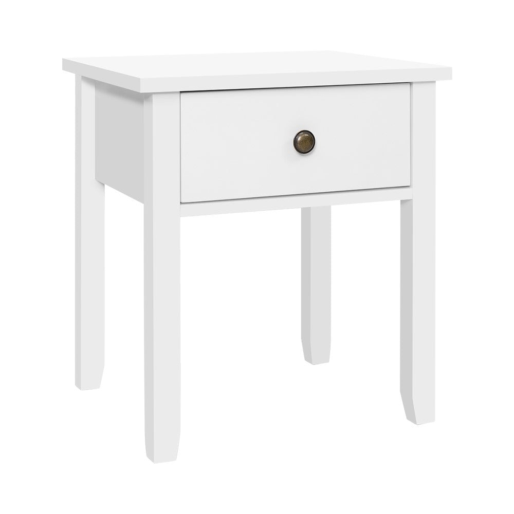 Artiss Bedside Table 1 Drawer - BOW White FURNI-P-BSIDE-1D-WH
