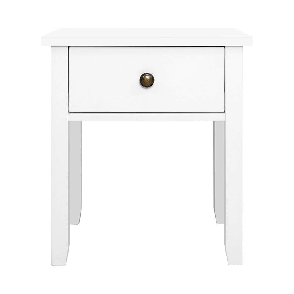 Artiss Bedside Table 1 Drawer - BOW White FURNI-P-BSIDE-1D-WH