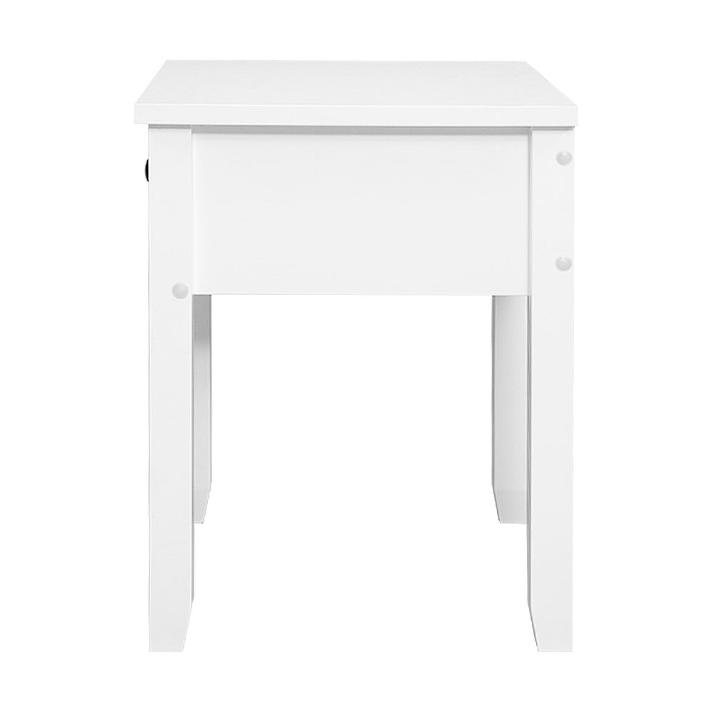 Artiss Bedside Table 1 Drawer - BOW White FURNI-P-BSIDE-1D-WH