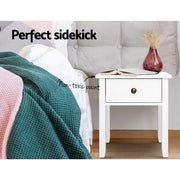 Artiss Bedside Table 1 Drawer - BOW White FURNI-P-BSIDE-1D-WH