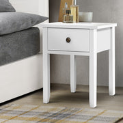 Artiss Bedside Table 1 Drawer - BOW White FURNI-P-BSIDE-1D-WH
