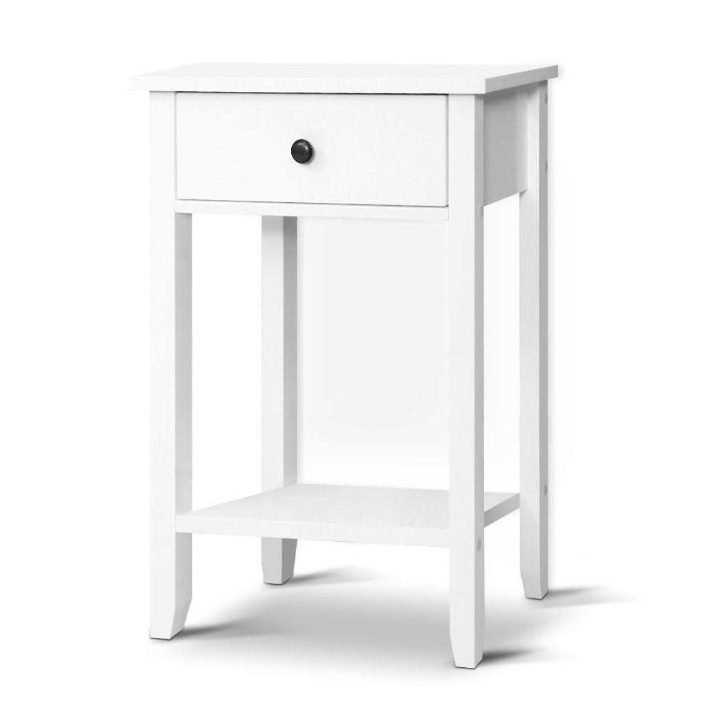 Artiss Bedside Table 1 Drawer with Shelf - BOWIE White FURNI-P-BSIDE-1D1S-WH