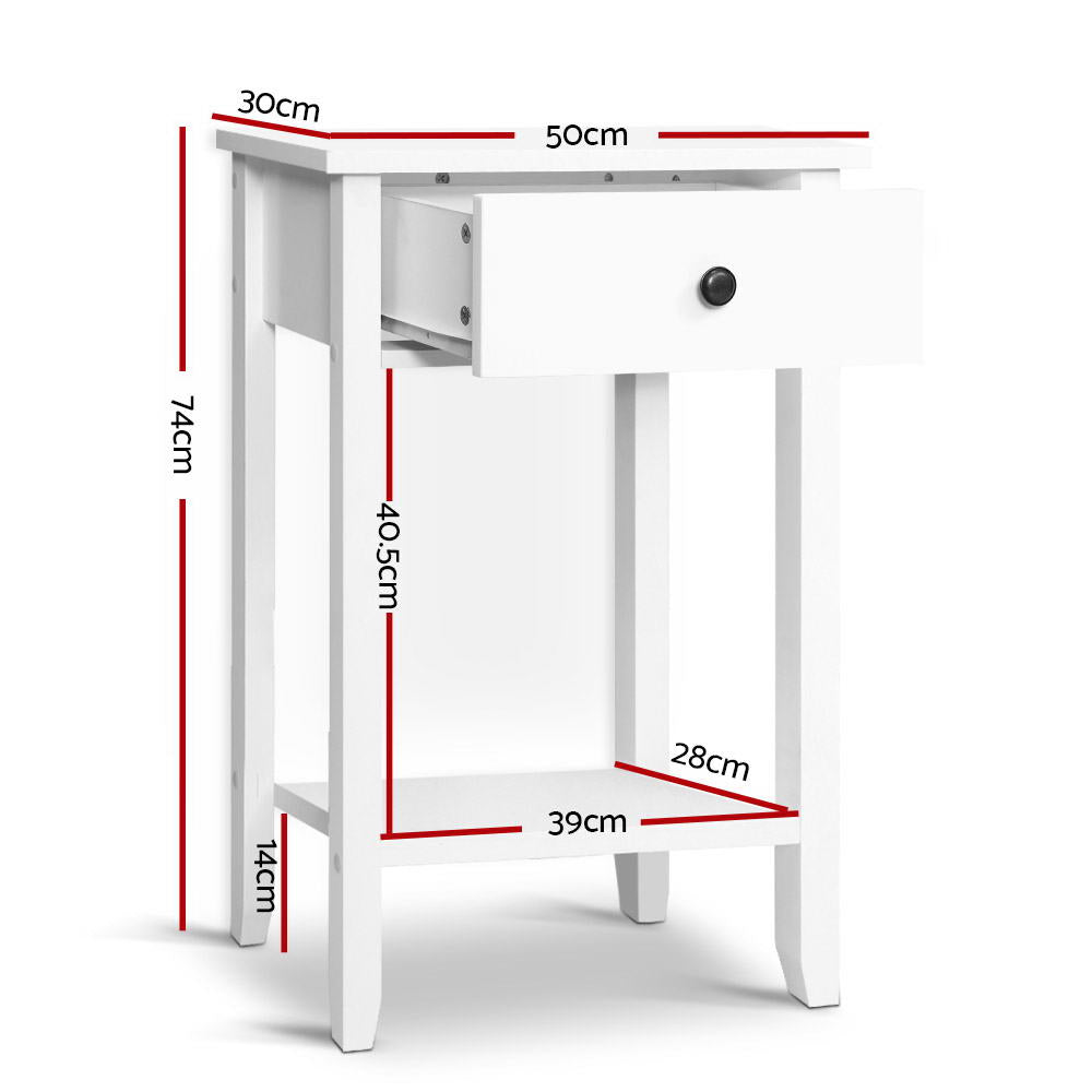Artiss Bedside Table 1 Drawer with Shelf - BOWIE White FURNI-P-BSIDE-1D1S-WH
