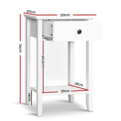 Artiss Bedside Table 1 Drawer with Shelf - BOWIE White FURNI-P-BSIDE-1D1S-WH