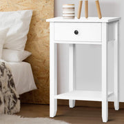 Artiss Bedside Table 1 Drawer with Shelf - BOWIE White FURNI-P-BSIDE-1D1S-WH