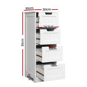 Artiss 4 Chest of Drawers - LEESA White FURNI-P-CAB-4D-WH