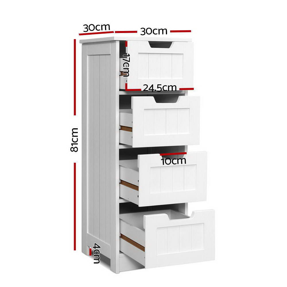 Artiss 4 Chest of Drawers - LEESA White FURNI-P-CAB-4D-WH