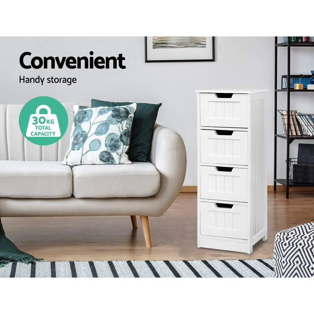 Artiss 4 Chest of Drawers - LEESA White FURNI-P-CAB-4D-WH