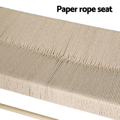 Artiss Dining Bench Paper Rope Seat Wooden Chair 100cm FURNI-P-DIN-BEN-01-WD