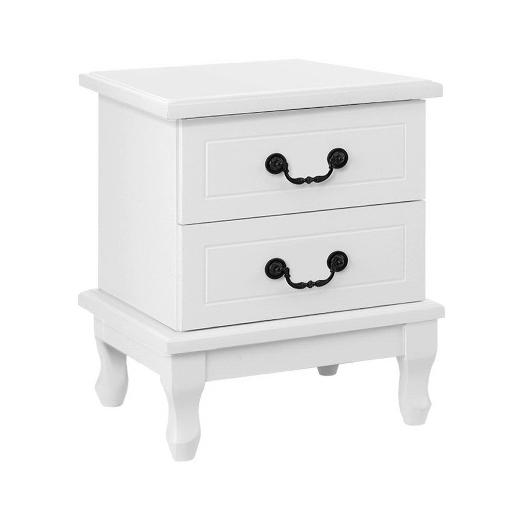 Artiss Bedside Table 2 Drawers - KUBI White FURNI-P-KUBI-BSIDE-WH