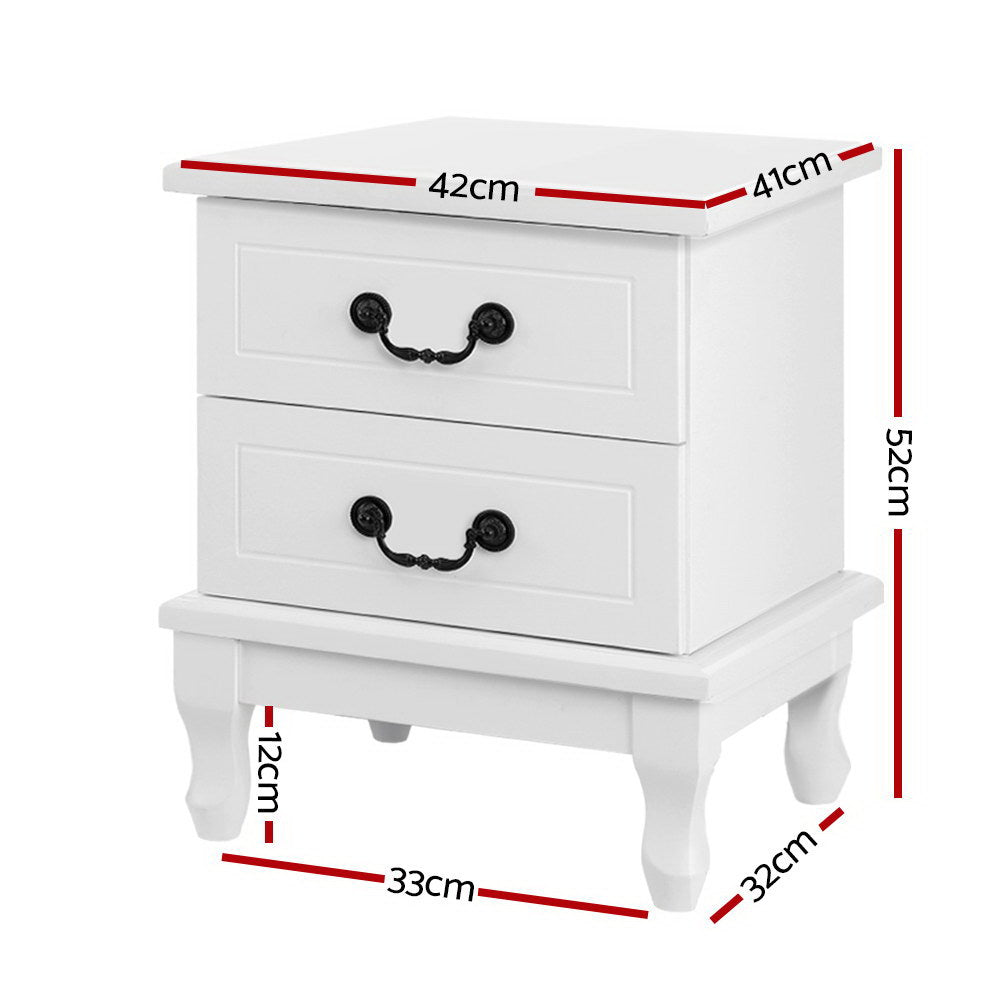 Artiss Bedside Table 2 Drawers - KUBI White FURNI-P-KUBI-BSIDE-WH