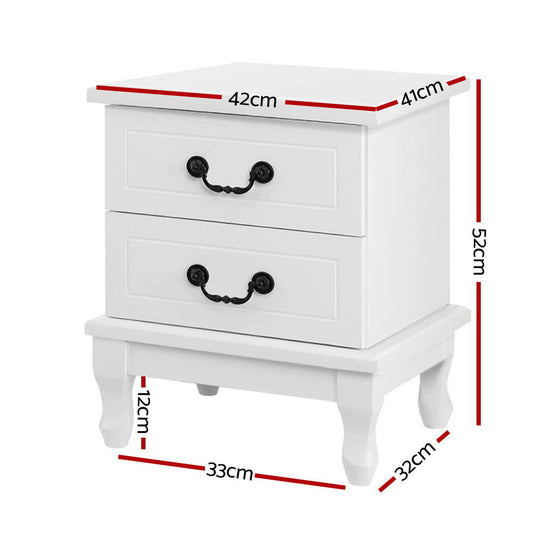 Artiss Bedside Table 2 Drawers - KUBI White FURNI-P-KUBI-BSIDE-WH