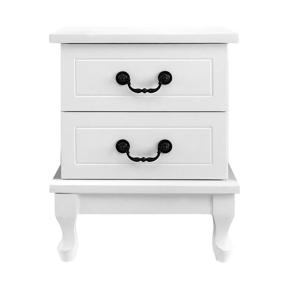 Artiss Bedside Table 2 Drawers - KUBI White FURNI-P-KUBI-BSIDE-WH