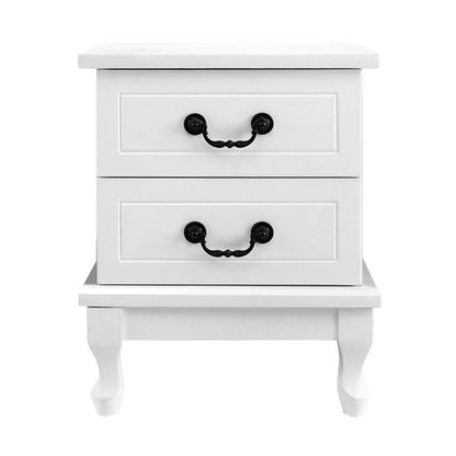 Artiss Bedside Table 2 Drawers - KUBI White FURNI-P-KUBI-BSIDE-WH