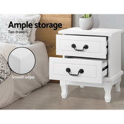 Artiss Bedside Table 2 Drawers - KUBI White FURNI-P-KUBI-BSIDE-WH