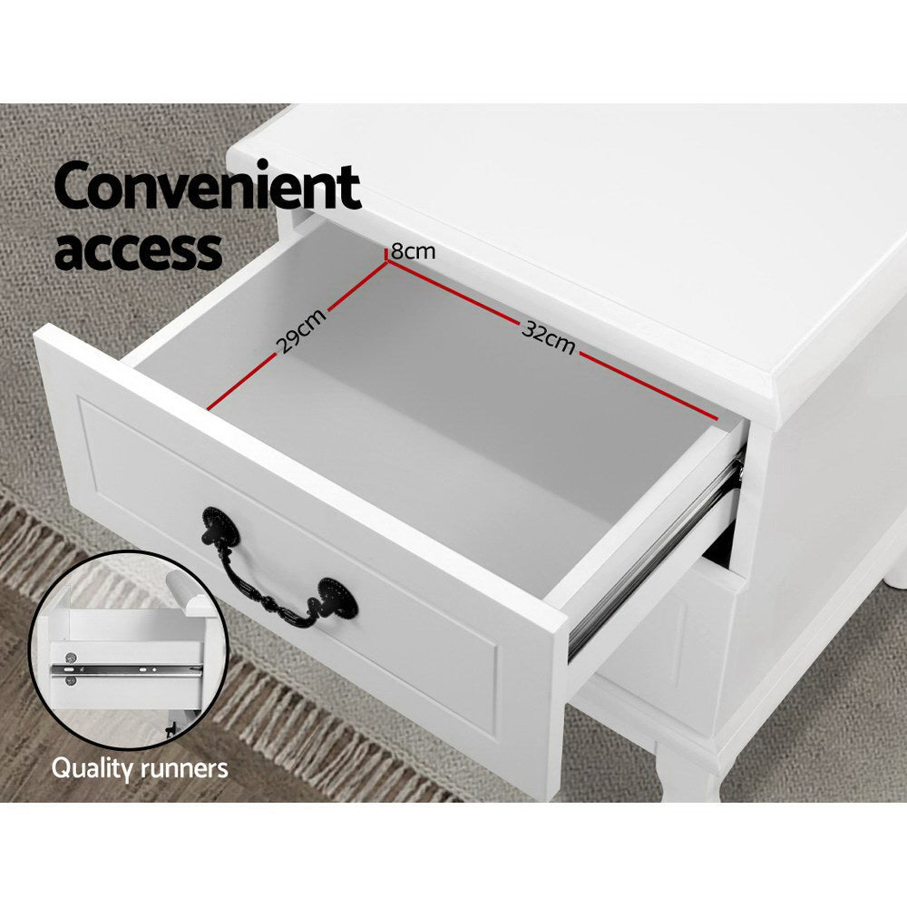 Artiss Bedside Table 2 Drawers - KUBI White FURNI-P-KUBI-BSIDE-WH