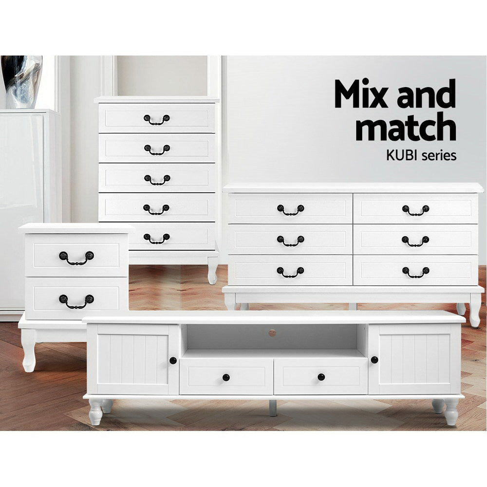 Artiss Bedside Table 2 Drawers - KUBI White FURNI-P-KUBI-BSIDE-WH