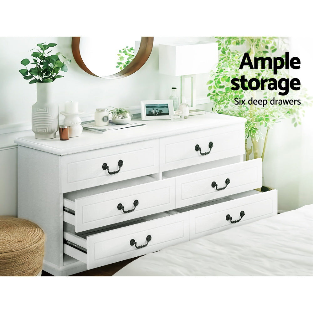 Artiss 6 Chest of Drawers - KUBI White FURNI-P-KUBI-LBOY-WH-AB