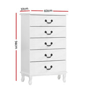 Artiss 5 Chest of Drawers - KUBI White FURNI-P-KUBI-TBOY-WH-AB