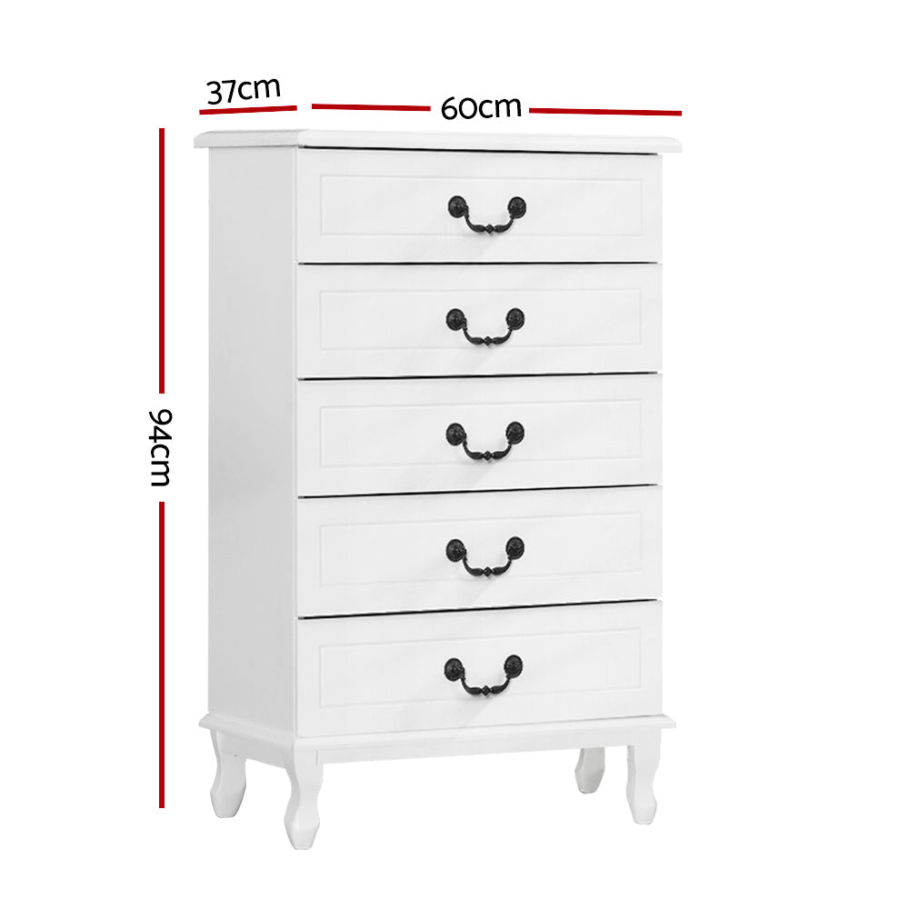 Artiss 5 Chest of Drawers - KUBI White FURNI-P-KUBI-TBOY-WH-AB