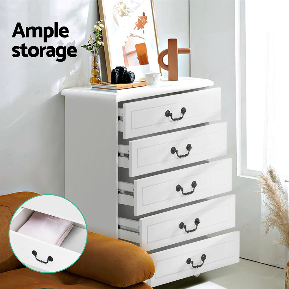 Artiss 5 Chest of Drawers - KUBI White FURNI-P-KUBI-TBOY-WH-AB