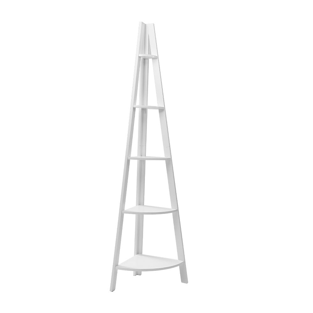 Artiss Bookshelf Corner Shelf 5 Tiers - CANE White FURNI-P-LAD-COR5T-WH