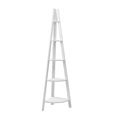Artiss Bookshelf Corner Shelf 5 Tiers - CANE White FURNI-P-LAD-COR5T-WH