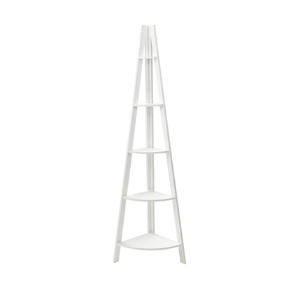 Artiss Bookshelf Corner Shelf 5 Tiers - CANE White FURNI-P-LAD-COR5T-WH