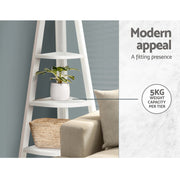 Artiss Bookshelf Corner Shelf 5 Tiers - CANE White FURNI-P-LAD-COR5T-WH