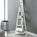 Artiss Bookshelf Corner Shelf 5 Tiers - CANE White FURNI-P-LAD-COR5T-WH