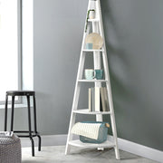 Artiss Bookshelf Corner Shelf 5 Tiers - CANE White FURNI-P-LAD-COR5T-WH