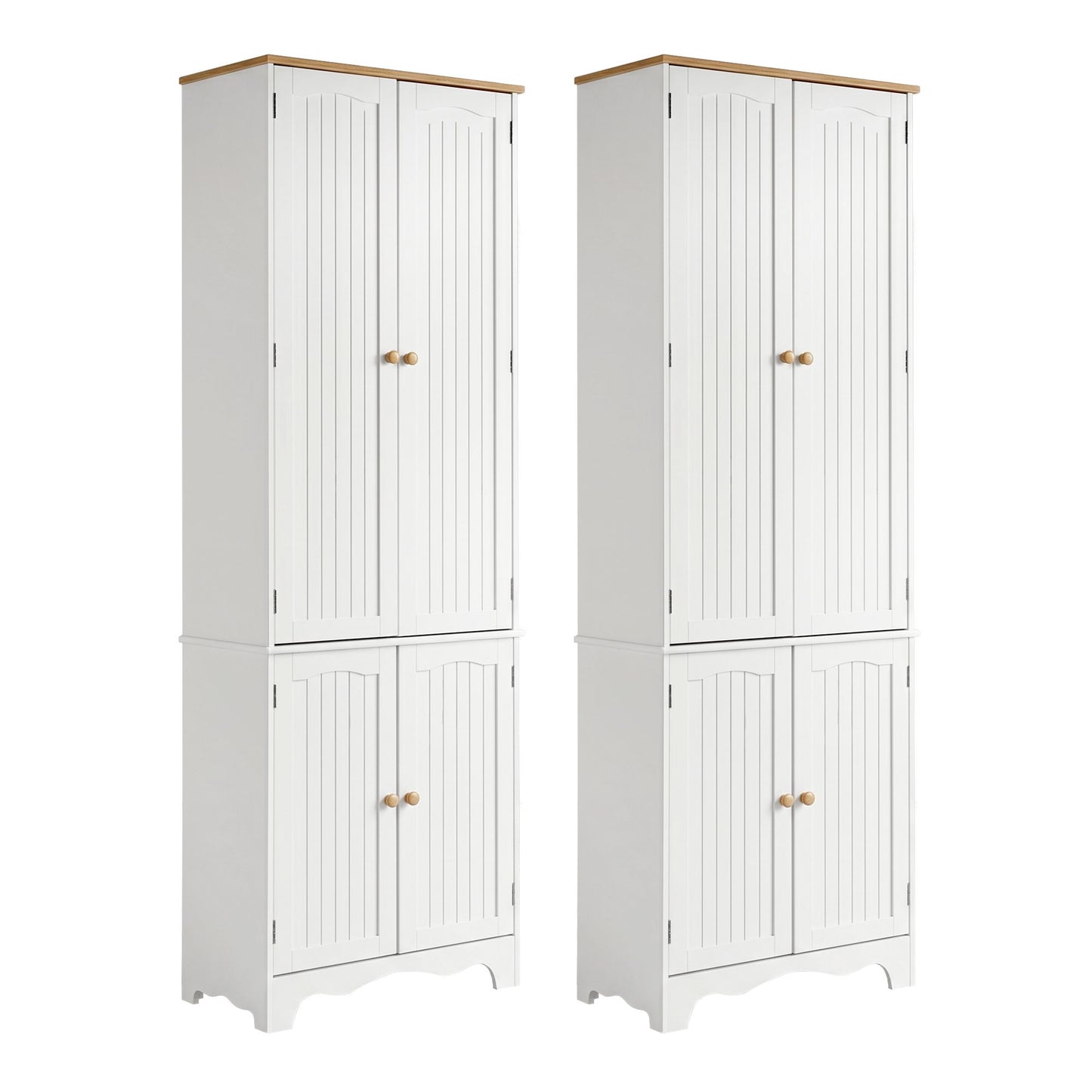 Artiss 2x Buffet Sideboard Pantry Cabinet Cupboard 6-Tiers Storage Shelves BERNE FURNI-P-MED-01-WH-ABX2