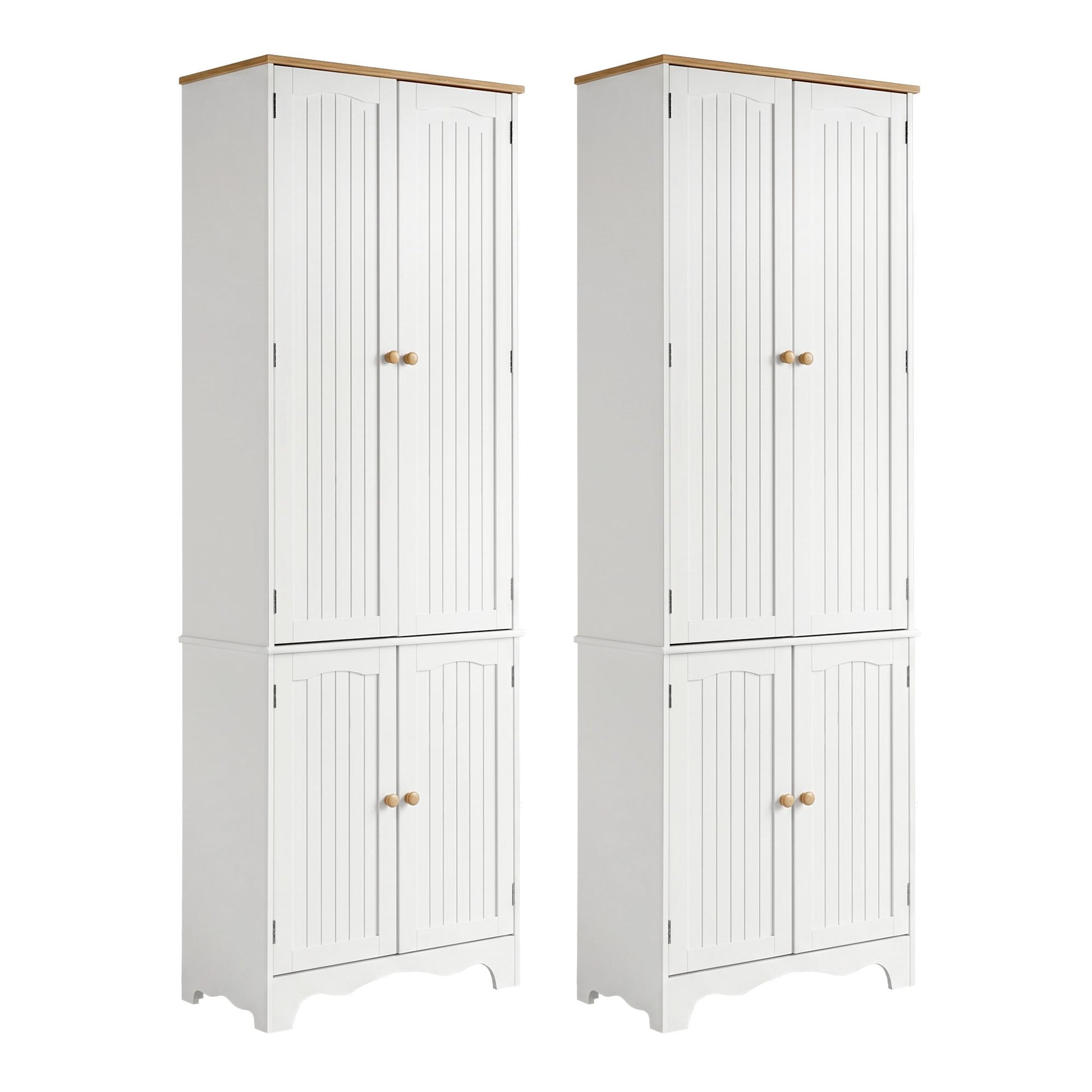 Artiss 2x Buffet Sideboard Pantry Cabinet Cupboard 6-Tiers Storage Shelves BERNE FURNI-P-MED-01-WH-ABX2
