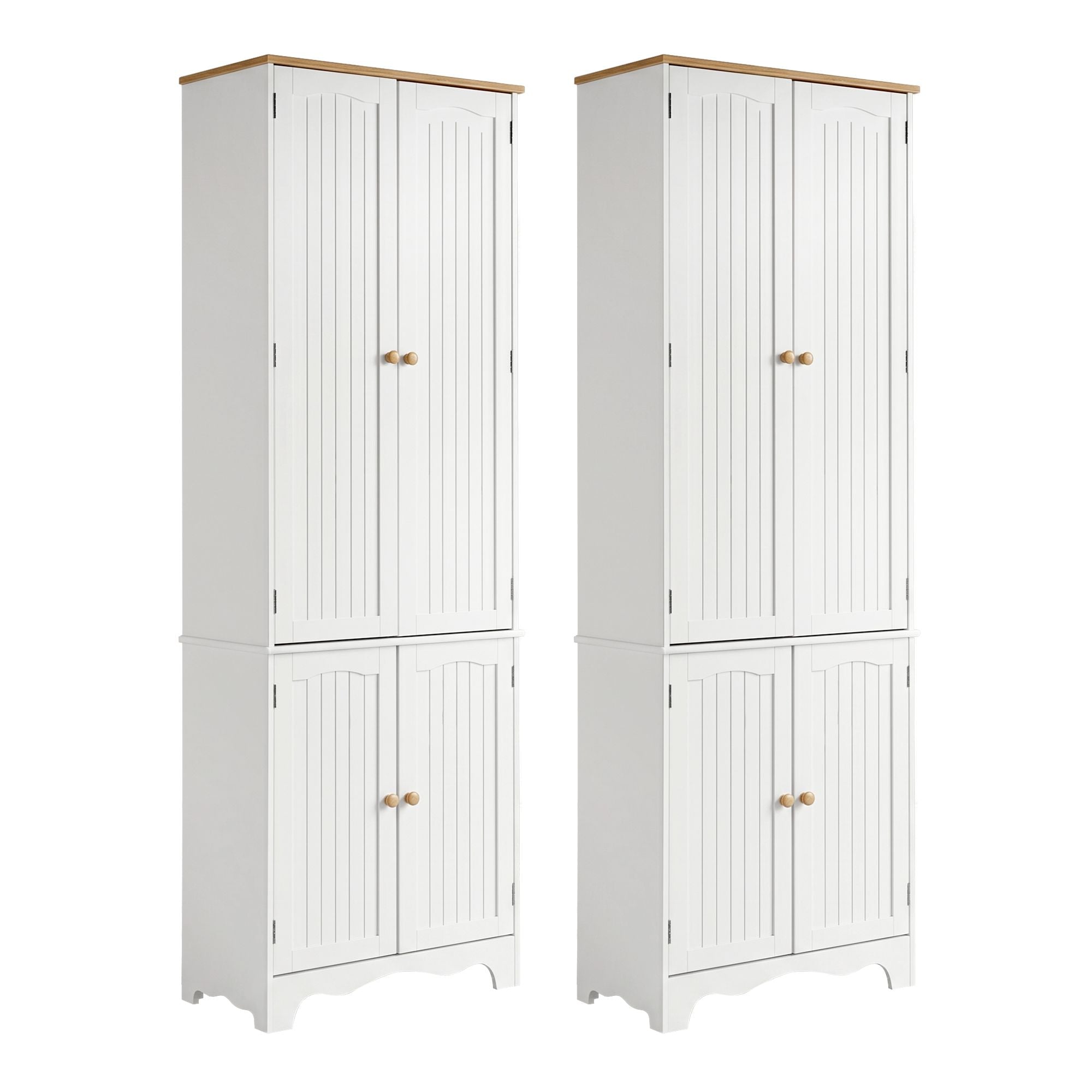 Artiss 2x Buffet Sideboard Pantry Cabinet Cupboard 6-Tiers Storage Shelves BERNE FURNI-P-MED-01-WH-ABX2