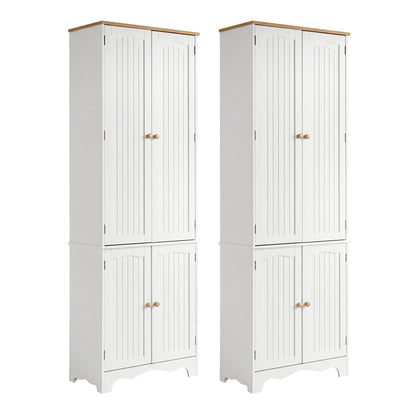 Artiss 2x Buffet Sideboard Pantry Cabinet Cupboard 6-Tiers Storage Shelves BERNE FURNI-P-MED-01-WH-ABX2