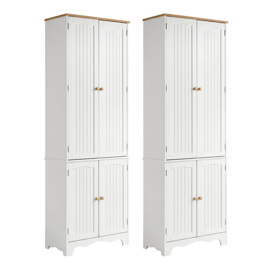 Artiss 2x Buffet Sideboard Pantry Cabinet Cupboard 6-Tiers Storage Shelves BERNE FURNI-P-MED-01-WH-ABX2