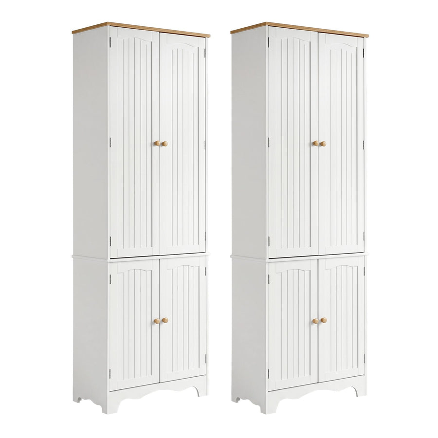 Artiss 2x Buffet Sideboard Pantry Cabinet Cupboard 6-Tiers Storage Shelves BERNE FURNI-P-MED-01-WH-ABX2