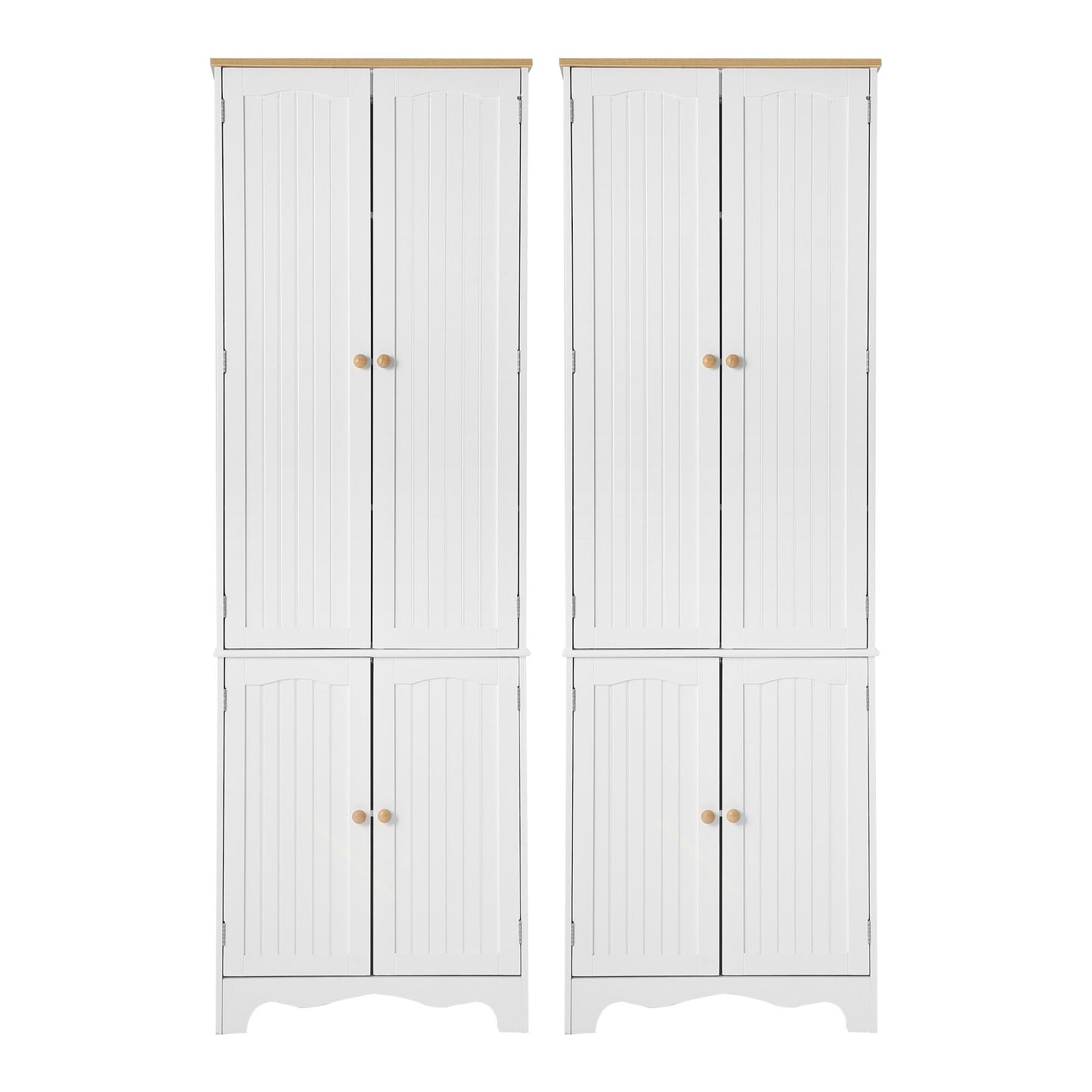 Artiss 2x Buffet Sideboard Pantry Cabinet Cupboard 6-Tiers Storage Shelves BERNE FURNI-P-MED-01-WH-ABX2