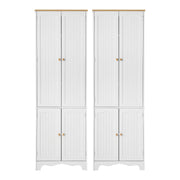 Artiss 2x Buffet Sideboard Pantry Cabinet Cupboard 6-Tiers Storage Shelves BERNE FURNI-P-MED-01-WH-ABX2