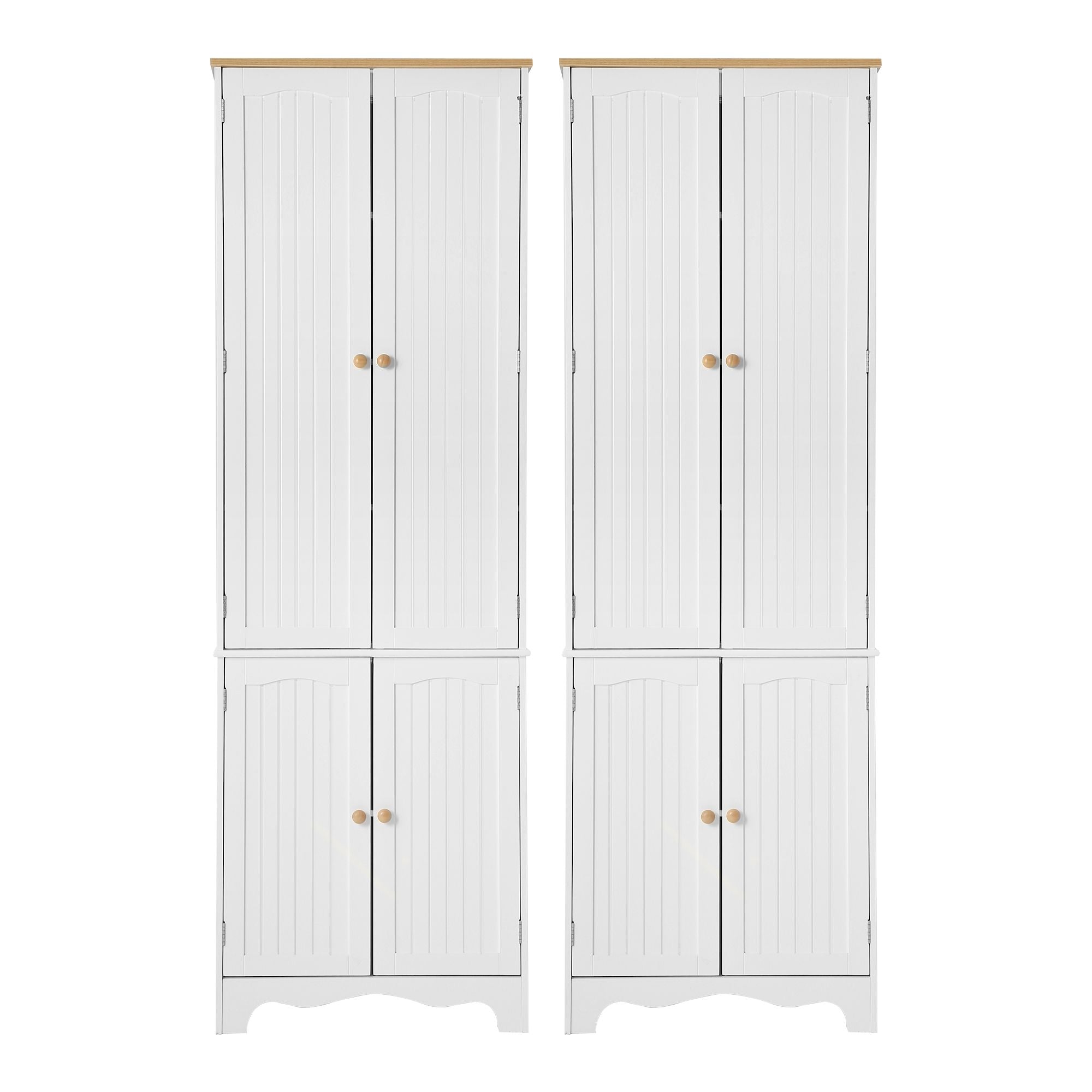 Artiss 2x Buffet Sideboard Pantry Cabinet Cupboard 6-Tiers Storage Shelves BERNE FURNI-P-MED-01-WH-ABX2