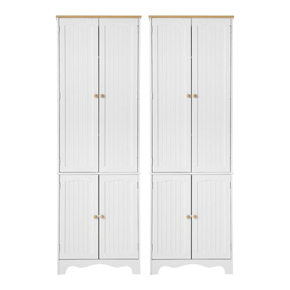 Artiss 2x Buffet Sideboard Pantry Cabinet Cupboard 6-Tiers Storage Shelves BERNE FURNI-P-MED-01-WH-ABX2