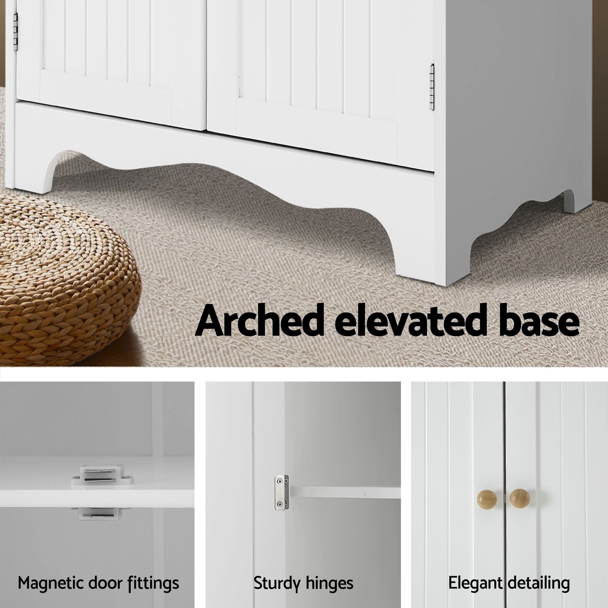 Artiss 2x Buffet Sideboard Pantry Cabinet Cupboard 6-Tiers Storage Shelves BERNE FURNI-P-MED-01-WH-ABX2