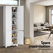 Artiss 2x Buffet Sideboard Pantry Cabinet Cupboard 6-Tiers Storage Shelves BERNE FURNI-P-MED-01-WH-ABX2
