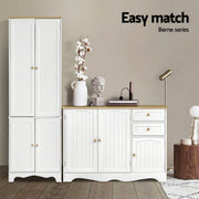 Artiss 2x Buffet Sideboard Pantry Cabinet Cupboard 6-Tiers Storage Shelves BERNE FURNI-P-MED-01-WH-ABX2